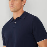 Hackett Texture Knit Polo Flash Collar In Navy
