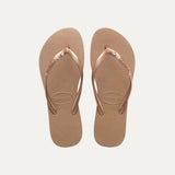 Havaianas Slim Crystal Swarovski II Flip Flop In Rose Gold