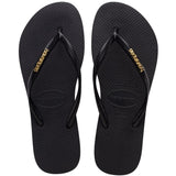 Havaianas Slim Logo Metallic In Gold/Black