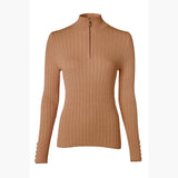 Holland Cooper Ava Half Zip Knit in Dark Camel Marl