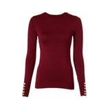 Holland Cooper Buttoned Knit Crew Neck In Wine