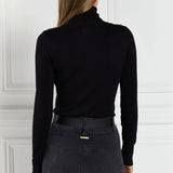 Holland Cooper Buttoned Knit Roll Neck in Black