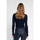 Holland Cooper Buttoned Knit Roll Neck In Ink Navy