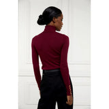Holland Cooper Buttoned Knit Roll Neck In Wine
