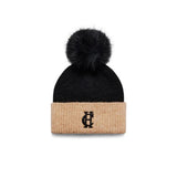 Holland Cooper Chelsea Bobble Hat In Black Beige