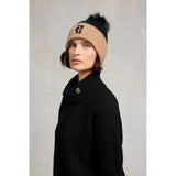Holland Cooper Chelsea Bobble Hat In Black Beige