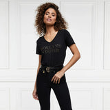Holland Cooper Diamante Vee Neck Tee