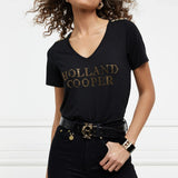 Holland Cooper Diamante Vee Neck Tee