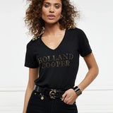 Holland Cooper Diamante Vee Neck Tee
