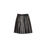 Holland Cooper Faux Leather Pleated Mini Skirt In Black