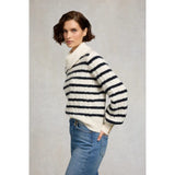 Holland Cooper Frances Cowl Neck Knit In Natural Stripe