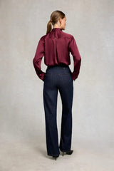 Holland Cooper Georgina Satin Shirt In Mulberry