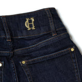 Holland Cooper High Rise Flared Jeans In Deep Indigo