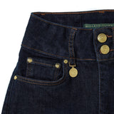 Holland Cooper High Rise Flared Jeans In Deep Indigo