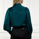 Holland Cooper Isla Satin Shirt In Emerald