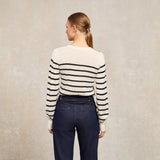 Holland Cooper Kelsie Crew Neck Knit in Natural Stripe