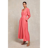 Holland Cooper Phoebe V-Neck Maxi Dress In Coral