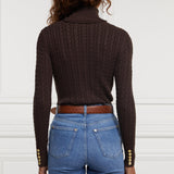 Holland Cooper Seattle Roll Neck Cable Knit in Chocolat