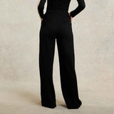 Holland Cooper Wide Leg Pant In Black Black