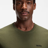 Boss Cotton-Blend Pyjama T-Shirt With Embroidered Logo In Green