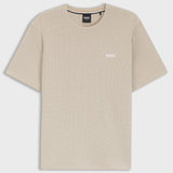 Boss Cotton-Blend Pyjama T-Shirt With Embroidered Logo In Light Beige