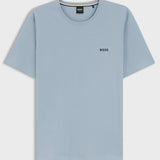 Boss Stretch-Cotton T-shirt With Embroidered Logo In Light Blue