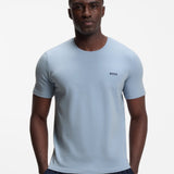 Boss Stretch-Cotton T-shirt With Embroidered Logo In Light Blue