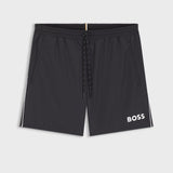 Boss Swim Shorts With Contrast Logo And Piping Black