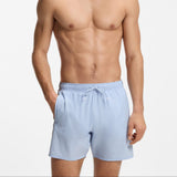 Boss Swim Shorts With Signature Stripe And Logo In Light Blue