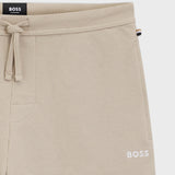 Cotton-Blend Pyjama Shorts With Embroidered Logo In Light Beige