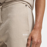 Cotton-Blend Pyjama Shorts With Embroidered Logo In Light Beige