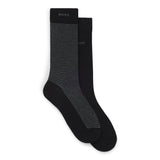 BOSS 2-Pack Of Regular Length Logo Detail Socks In Black