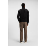 BOSS Cotton Blend Sweatshirt With Zip Neck In Black
