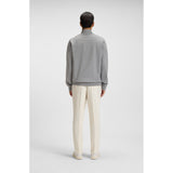 BOSS Cotton-Blend Zip Neck Sweatshirt In Grey