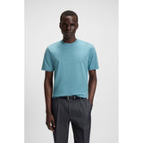 BOSS Cotton Jersey T-Shirt With Logo Detail In Light Blue