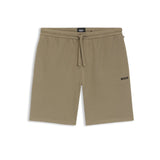BOSS Embroidered-Logo Cotton Blend Pyjama Shorts In Light Brown
