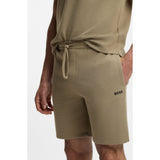 BOSS Embroidered-Logo Cotton Blend Pyjama Shorts In Light Brown