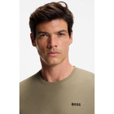 BOSS Embroidered Logo Cotton Blend Pyjama T-Shirt In Light Brown