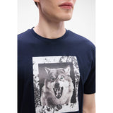 BOSS Orange Cotton-Jersey T-Shirt With Animal Artwork In Dark Blue