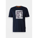 BOSS Orange Cotton-Jersey T-Shirt With Animal Artwork In Dark Blue