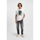 Hugo Boss Orange Cotton Jersey T-Shirt With Animal Graphic In White
