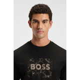 BOSS Orange Cotton Jersey T-Shirt With Logo Artwork In Black