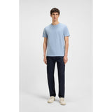BOSS Orange Cotton Jersey T-Shirt With Logo Patch In Light Blue
