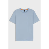 BOSS Orange Cotton Jersey T-Shirt With Logo Patch In Light Blue