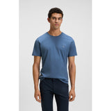 BOSS Orange Cotton Jersey T-Shirt With Logo Patch In Open Blue