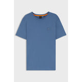 BOSS Orange Cotton Jersey T-Shirt With Logo Patch In Open Blue
