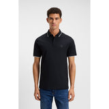 BOSS Orange Cotton Slim Fit Stretch-Cotton Piqué Polo Shirt In Dark Blue