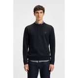BOSS Orange Cotton Terry Sweatshirt With Logo Patch In Dark Blue
