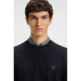 BOSS Orange Cotton Terry Sweatshirt With Logo Patch In Dark Blue
