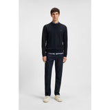 BOSS Orange Cotton Terry Sweatshirt With Logo Patch In Dark Blue